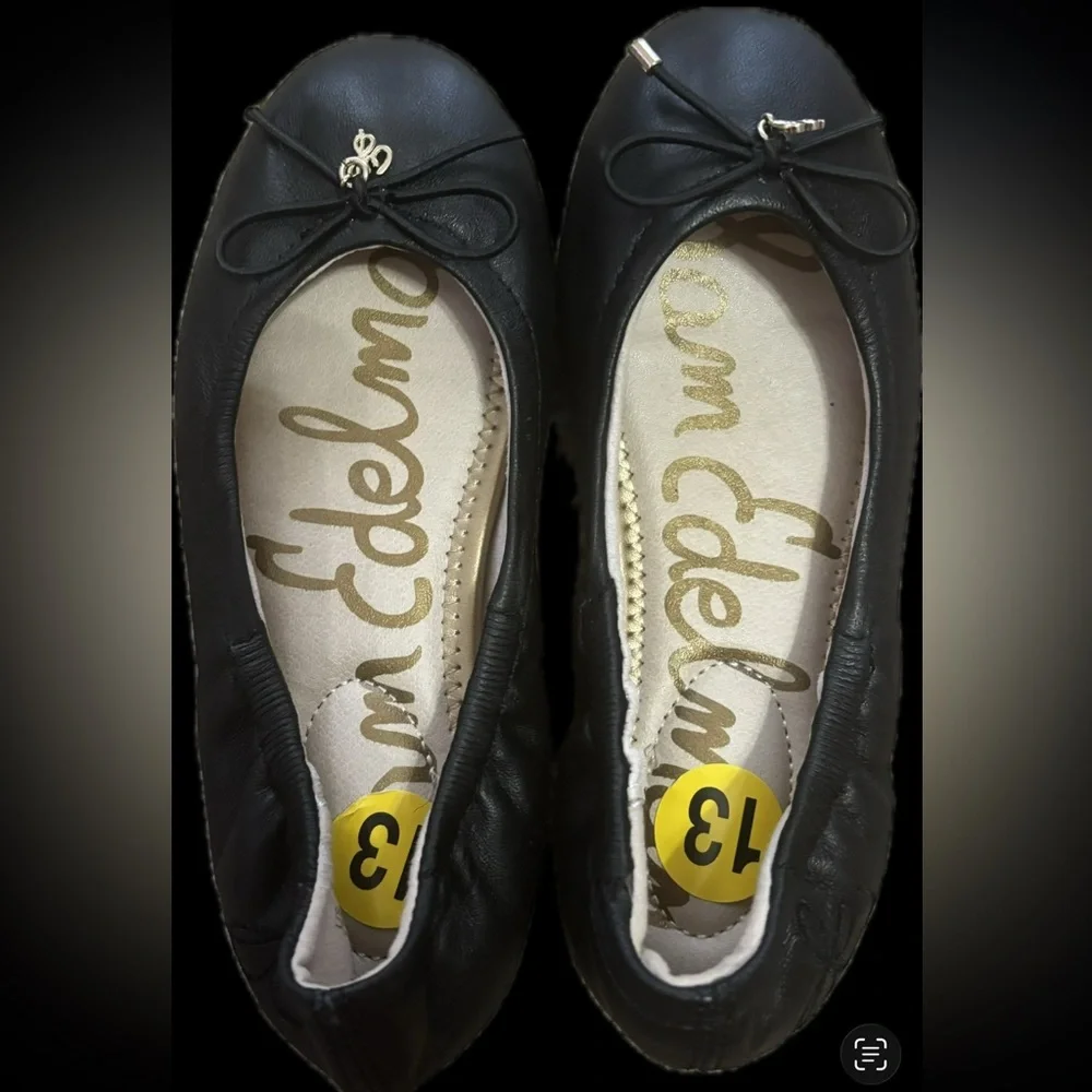 Sam Edelman Black Leather Flats - Picture 1 of 2